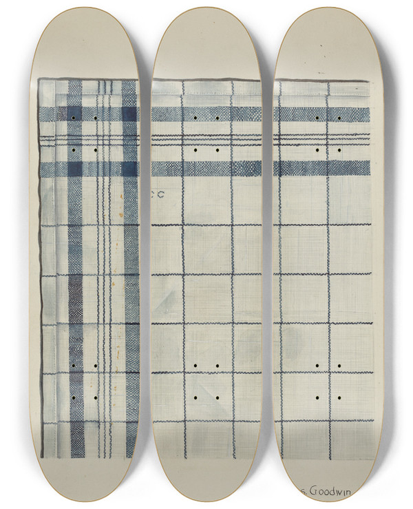 Triptych art skateboard deck of Charles Goodwin Shaker Kerchief_1 by Charles Goodwin