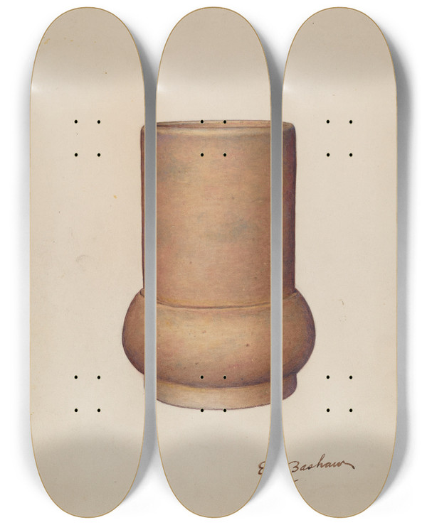 Triptych art skateboard deck of Edward Bashaw Vase by Edward Bashaw