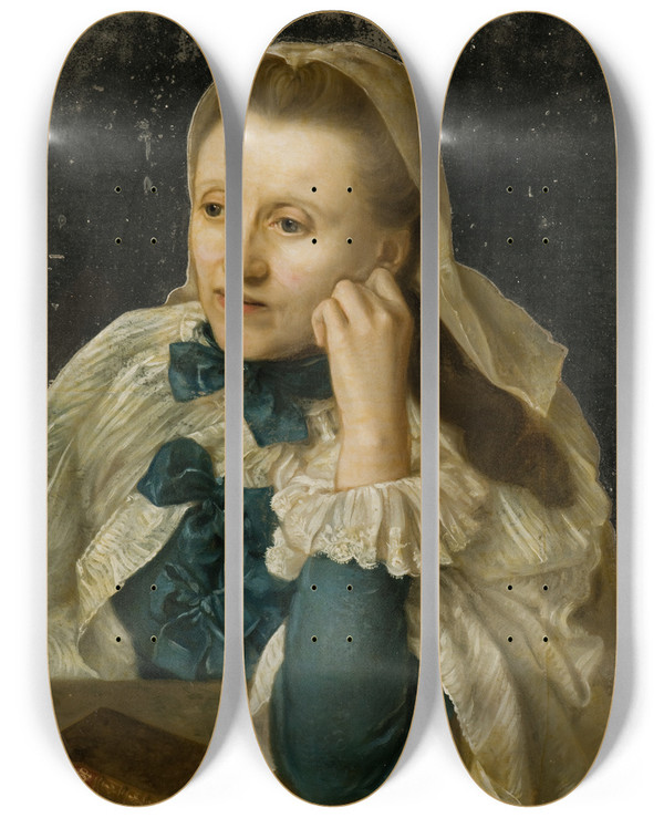 Triptych art skateboard deck of Anders Bergius Unknown Woman by Anders Bergius