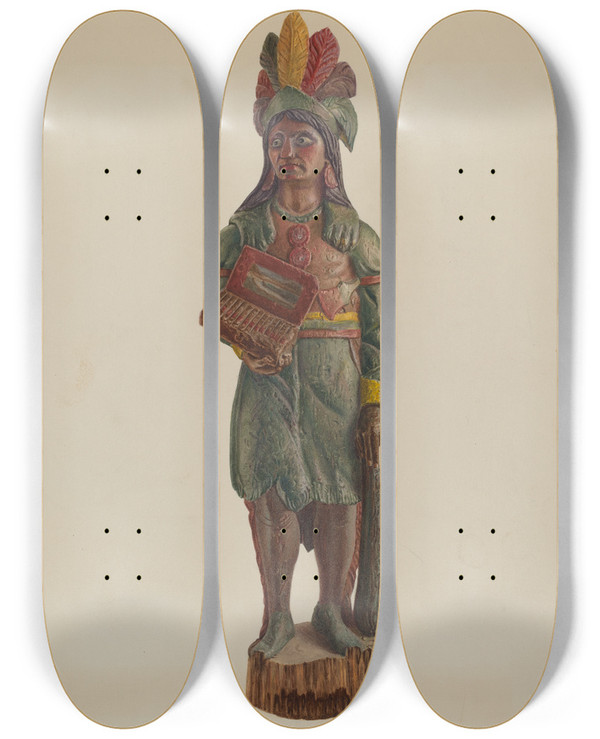 Triptych art skateboard deck of Adele Brooks Cigar Store Indian_2 by Adele Brooks