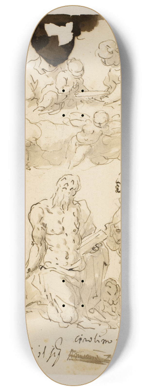 Jacopo Palma il Giovane - Skt Antonius, Skt Hieronymus og Skt Bernardin, med Jomfru Maria og Jesusbarnet omgivet af englebrn 8.25 inch art skate deck
