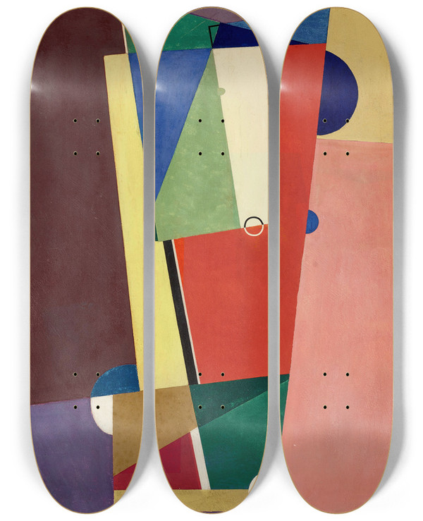 Triptych art skateboard deck of Georges Valmier Composition_2 by Georges Valmier (1885-1937)