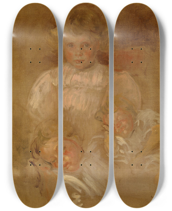 Triptych art skateboard deck of Jacquesmile Blanche Children by Jacques-mile Blanche (1861-1942)