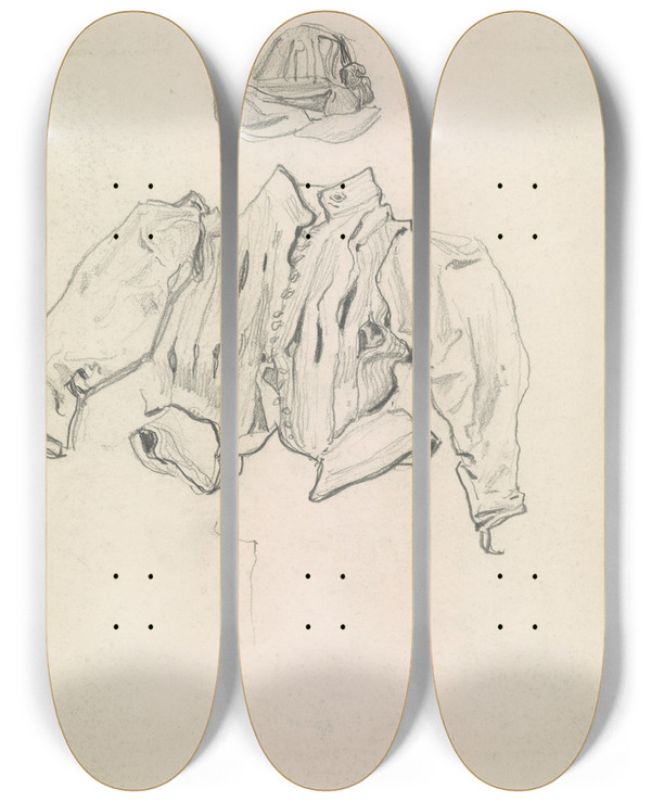 Triptych art skateboard deck of Jzef Mehoffer Dress Study by Jozef Mehoffer (1869-1946)