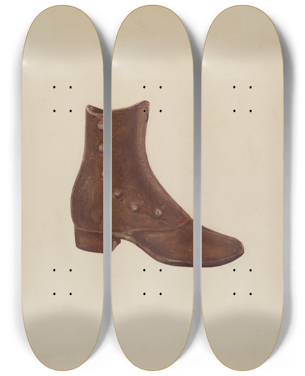 Triptych art skateboard deck of Gerard Barnett Door Stop by Gerard Barnett