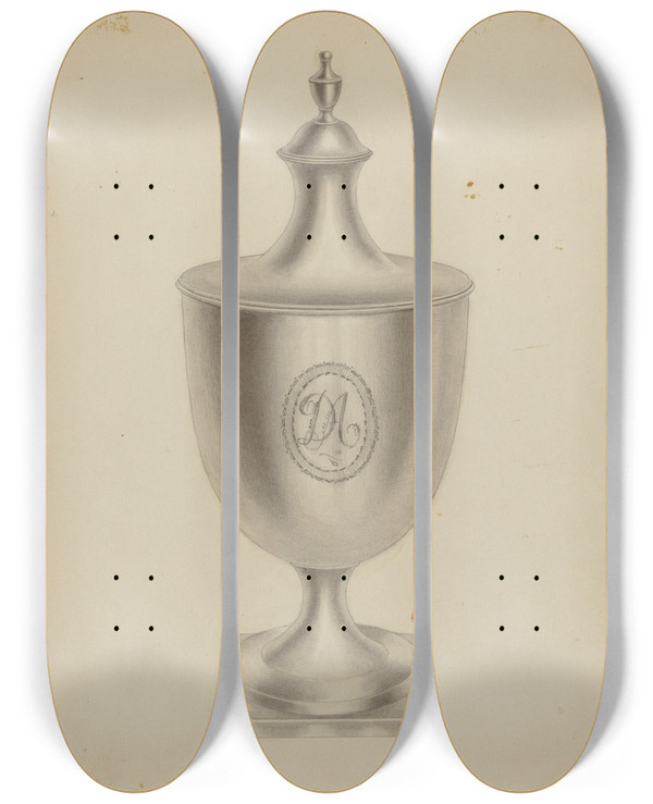 Triptych art skateboard deck of Michael Fenga Silver Sugar Bowl_1 by Michael Fenga (20-)