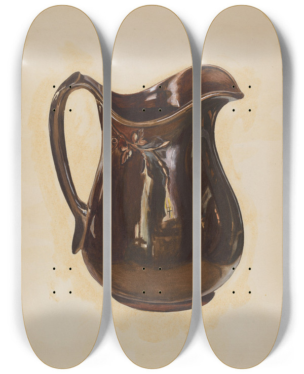 Triptych art skateboard deck of Ralph Atkinson Pitcher_3 by Ralph Atkinson (20-)