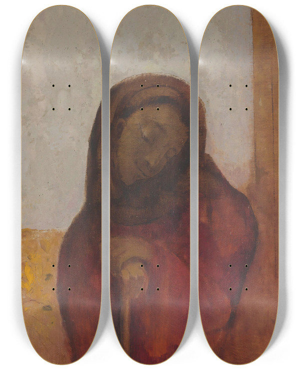 Triptych art skateboard deck of Odilon Redon La Dsesprance Dit Aussi La Souffrance by Odilon Redon (1840-1916)