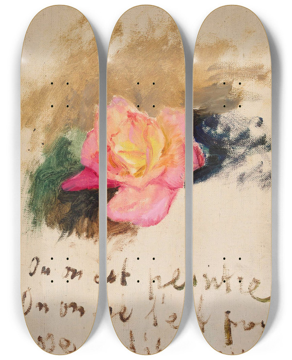 Triptych art skateboard deck of Jan Cigliski Rose by Jan Ciaglinski (1858-1913)