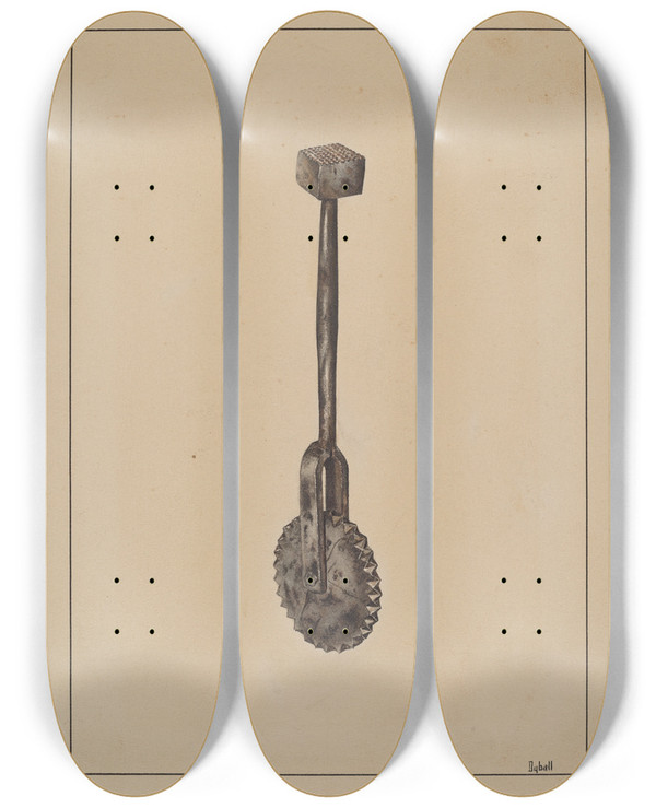 Triptych art skateboard deck of Adelaide Dyball Pastry Jagger by Adelaide Dyball