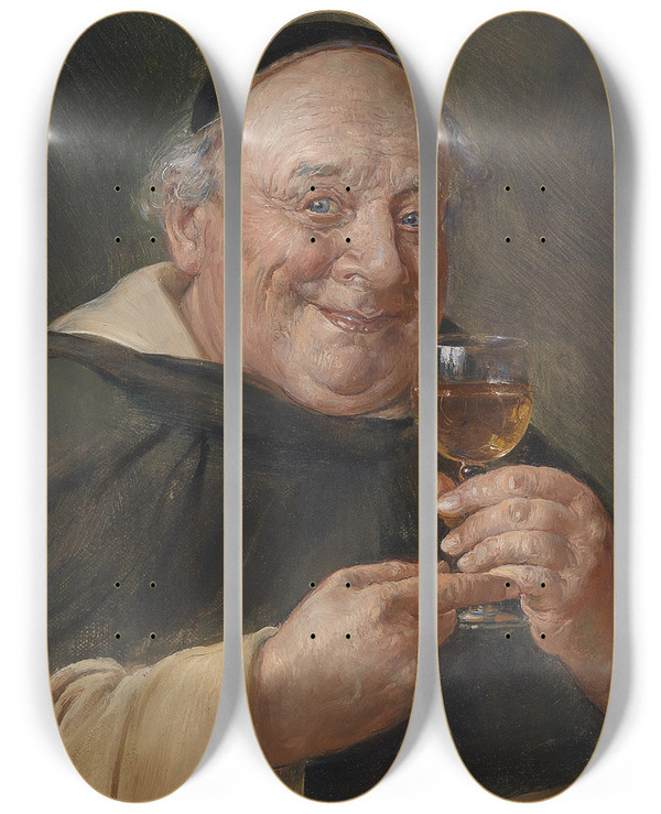 Triptych art skateboard deck of Ernst Nowak Ein Guter Schluck by Ernst Nowak (1853-1919)