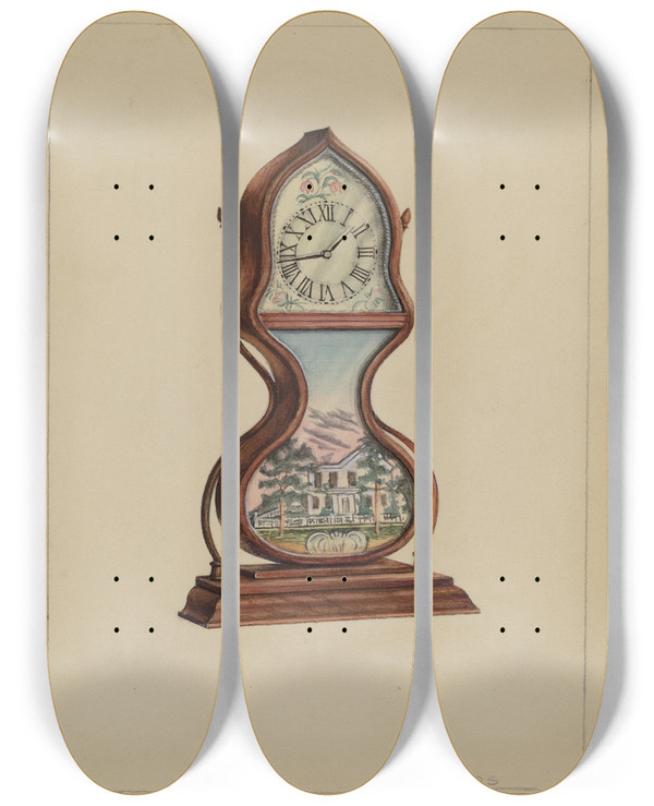 Triptych art skateboard deck of Lawrence Phillips Clock_3 by Lawrence Phillips