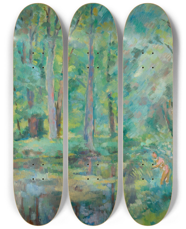 Triptych art skateboard deck of Wacaw Wsowicz Kpica Si by Waclaw Wasowicz (1891-1942)