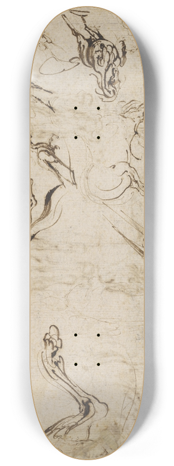 Jacques Callot - Studies of Horses (verso) 8.25 inch art skate deck