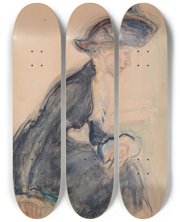 Triptych art skateboard deck of Magnus Enckell Mrs Anni Lagerborg_2 by Magnus Enckell (1870-1925)
