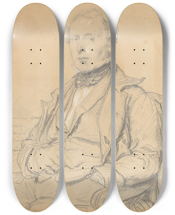 Triptych art skateboard deck of Thodore Chassriau Victorauguste De Saintrmy by Theodore Chasseriau (1819-1856)