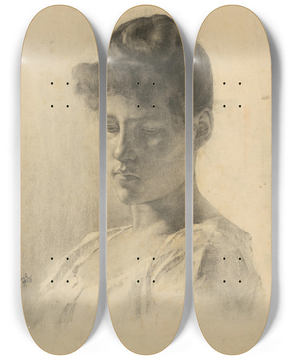 Triptych art skateboard deck of Kos Aranyossy Podobize Eny So Schlenou Hlavou by kos Aranyossy