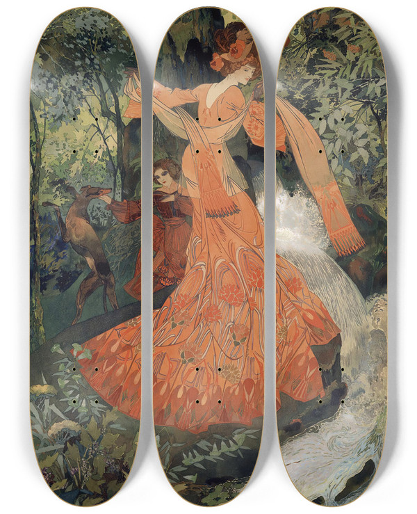 Triptych art skateboard deck of Georges De Feure Elegante Pres Dune Source by Georges de Feure (1868-1943)