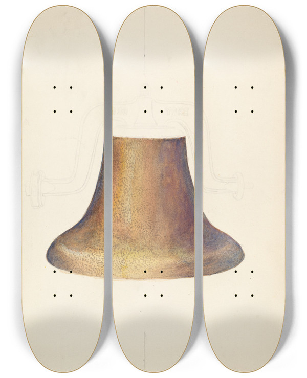Triptych art skateboard deck of American 20Th Century Bell_2 by American 20Th Century
