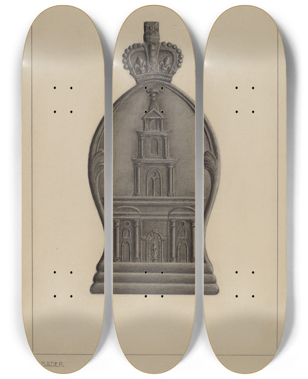 Triptych art skateboard deck of Herman Bader Firemark_5 by Herman Bader