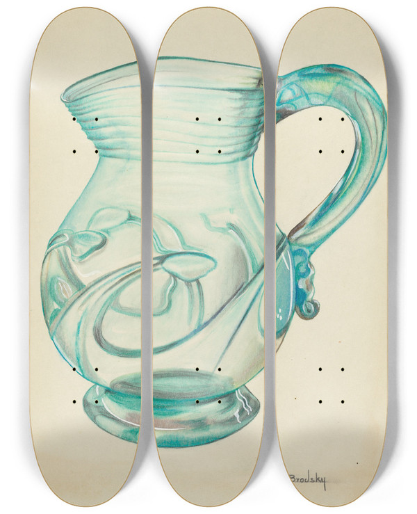 Triptych art skateboard deck of S Brodsky Large Pitcher by S Brodsky