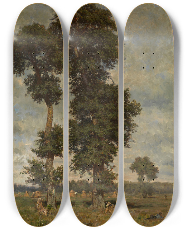 Triptych art skateboard deck of Alfred De Knyff Landscape by Alfred De Knyff