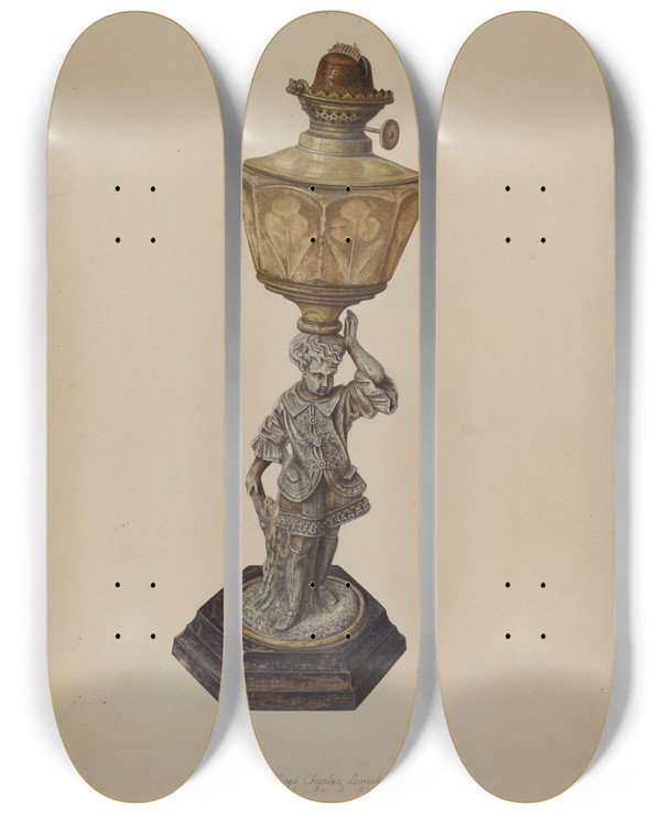 Triptych art skateboard deck of Lloyd Charles Lemcke Table Lamp by Lloyd Charles Lemcke