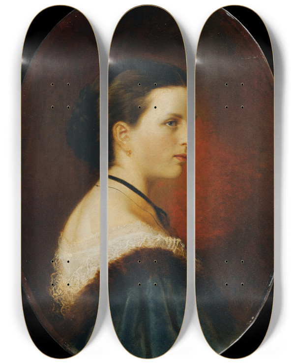 Triptych art skateboard deck of Otto Von Thoren Bertha Von Thoren by Otto Von Thoren (1823-1889)