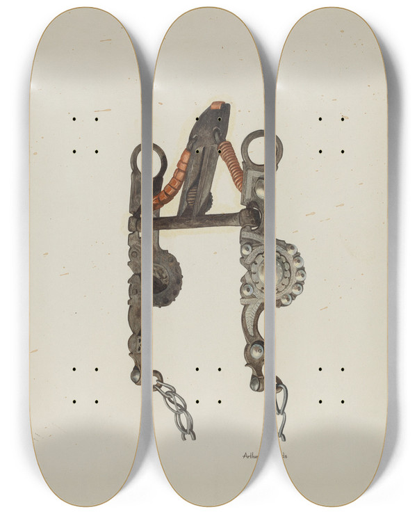 Triptych art skateboard deck of Arthur P Reynolds Bit_2 by Arthur P Reynolds