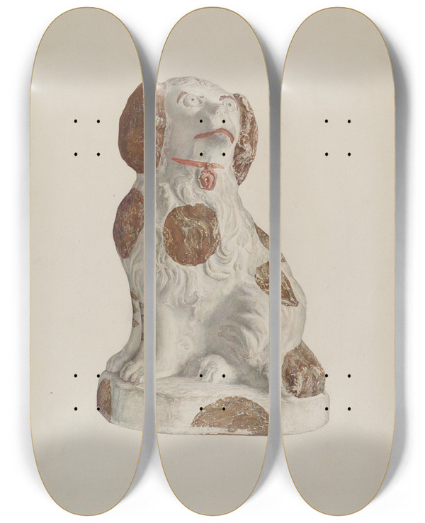 Triptych art skateboard deck of Sadie Berman Chalkware Dog_2 by Sadie Berman