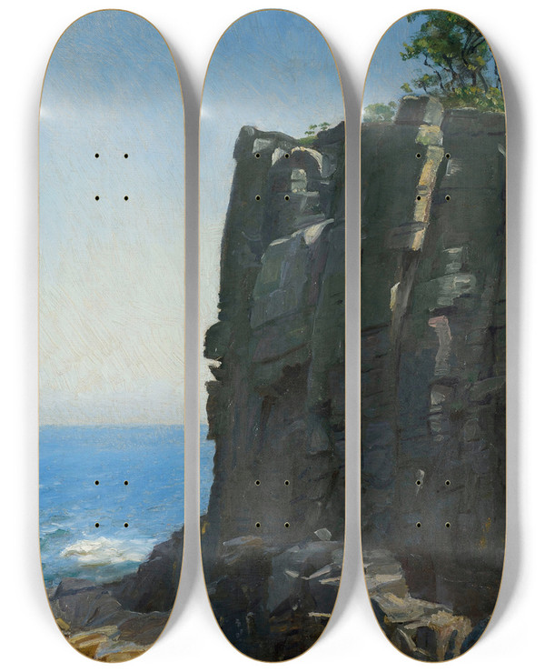 Triptych art skateboard deck of Michael Ancher The Sanctuary Cliffs At R by Michael Ancher (1849-1927)