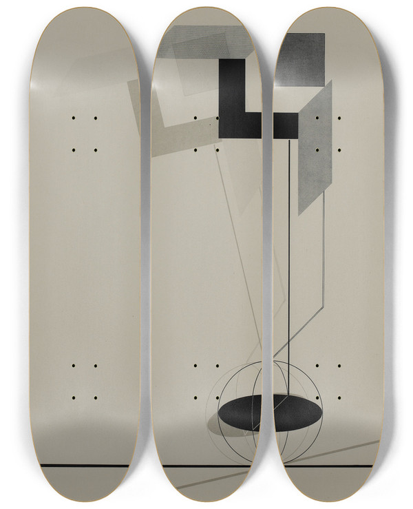 Triptych art skateboard deck of El Lissitzky Kestnermappe Proun Rob Levnis And Chapman Gmbh Hannover 2 by El Lissitzky (1890-1941)
