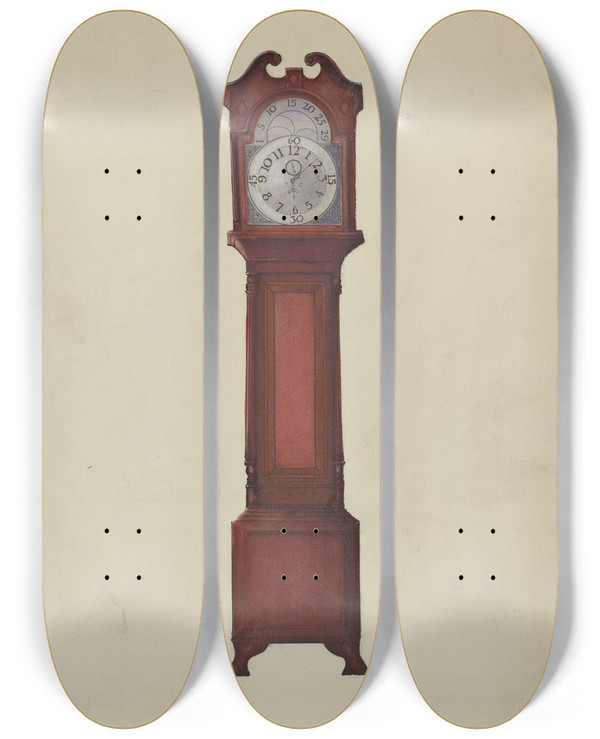 Triptych art skateboard deck of Cornelius Frazier Grandfathers Clock by Cornelius Frazier