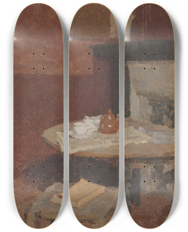 Triptych art skateboard deck of Gwen John Interior by Gwen John (1876-1939)