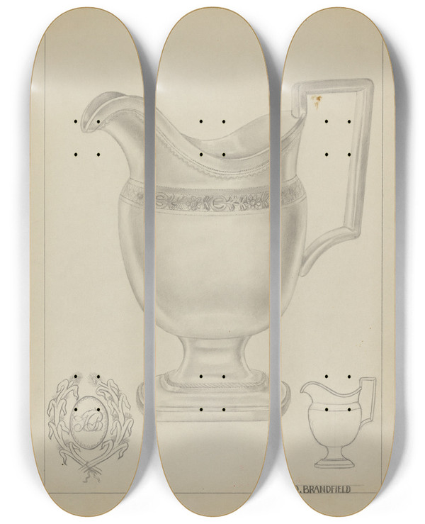 Triptych art skateboard deck of D Brandfield Silver Pitcher_1 by D Brandfield