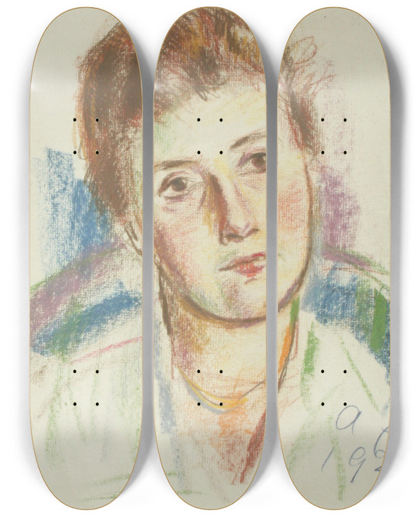 Triptych art skateboard deck of Anton Faistauer Damenbildnis by Anton Faistauer (1887-1930)