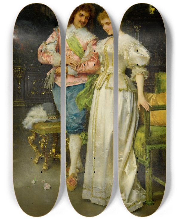 Triptych art skateboard deck of Federico Andreotti Betrothed by Federico Andreotti (1847-1930)