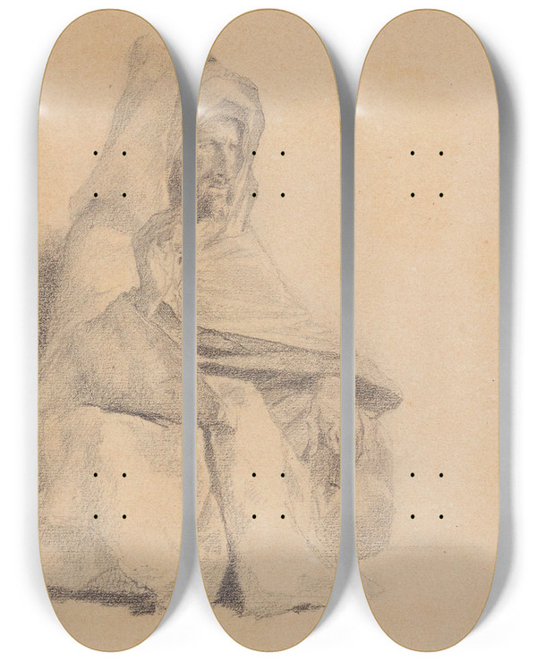 Triptych art skateboard deck of Fernand Cormon Arabe Assis by Fernand Cormon (1845-1924)
