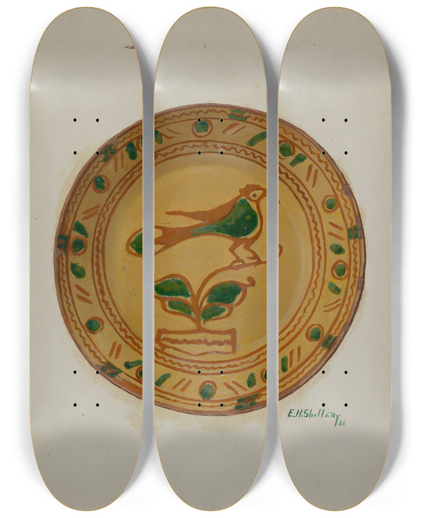 Triptych art skateboard deck of Eugene Shellady Pa German Plate_2 by Eugene Shellady