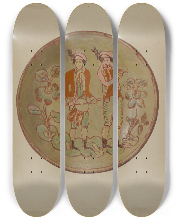 Triptych art skateboard deck of Eugene Shellady Pa German Plate_13 by Eugene Shellady