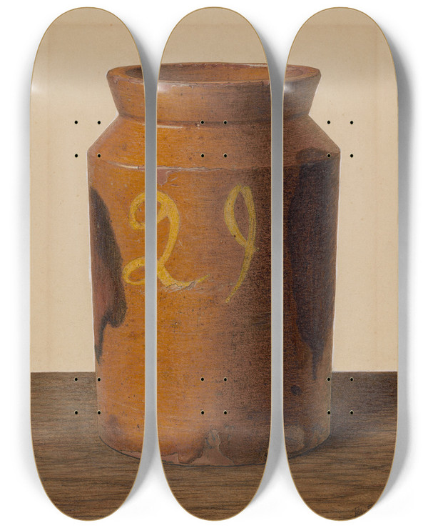 Triptych art skateboard deck of Philip Smith Preserve Jar by Philip Smith