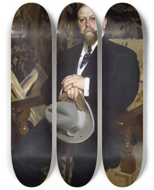 Triptych art skateboard deck of Anders Zorn Hugo Reisinger by Anders Zorn (1860-1920)
