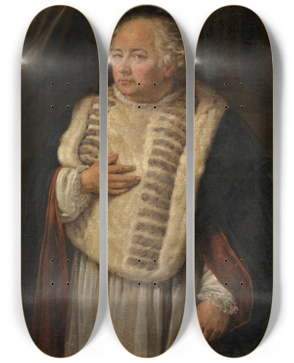 Triptych art skateboard deck of Willem Jacob Herreyns The Antwerp Canon Antoon De Vries by Willem Jacob Herreyns (1743-1827)