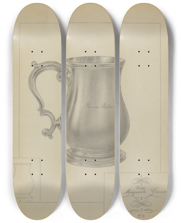 Triptych art skateboard deck of Filippo Porreca Silver Mug_1 by Filippo Porreca