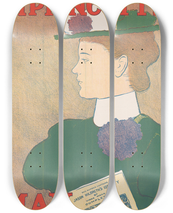 Triptych art skateboard deck of Joseph Gould Lippincotts May_1 by Joseph Gould (1880-1935)