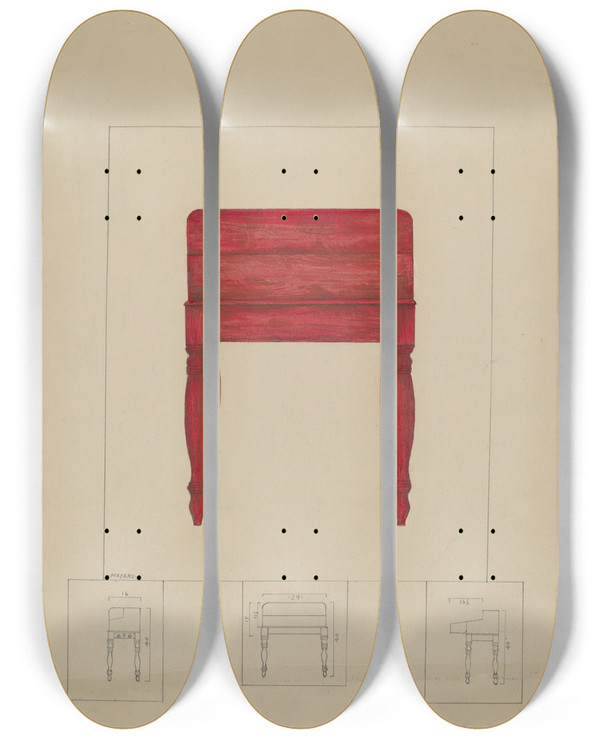 Triptych art skateboard deck of Henry Meyers Writing Table And Desk_1 by Henry Meyers (20-)
