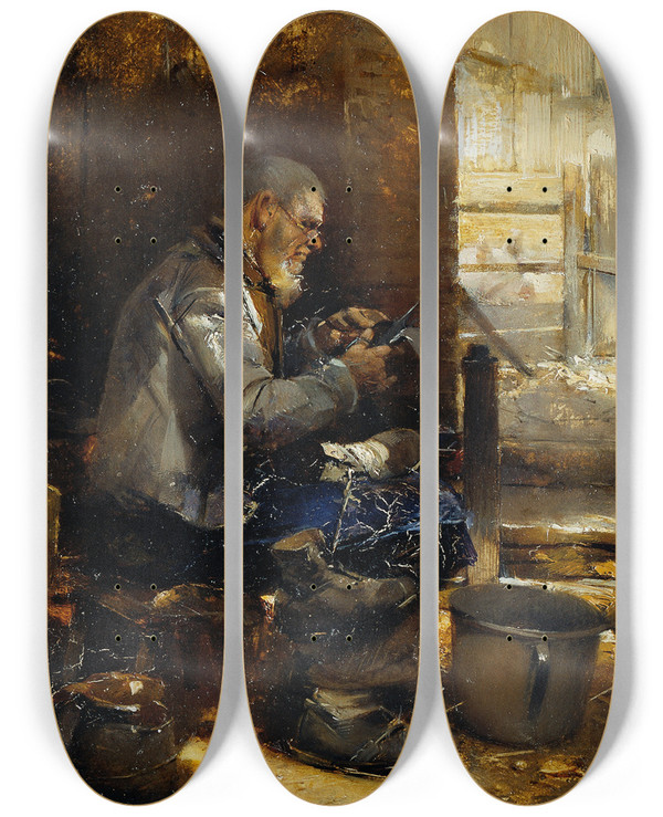Triptych art skateboard deck of Carl Von Merode Bauernschuster by Carl Von Merode (1853-1909)