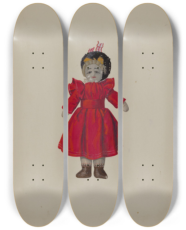 Triptych art skateboard deck of Rex F Bush Rag Doll Tilly by Rex F Bush (20-)