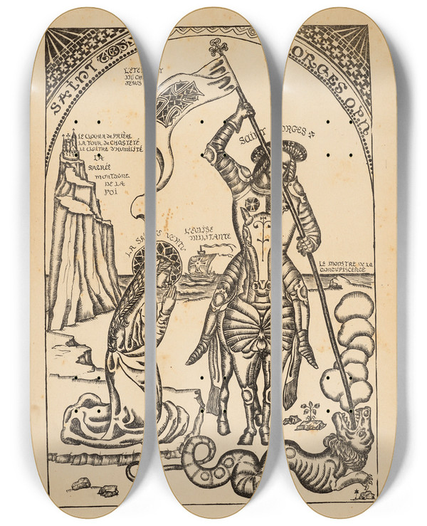 Triptych art skateboard deck of Emile Bernard Saint Georges by Emile Bernard (1868-1941)