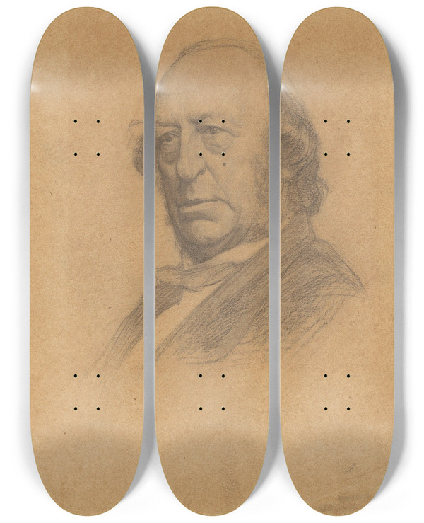 Triptych art skateboard deck of Jan Veth Portret Van Prof Dr Jan Van Geuns by Jan Veth (1864-1925)